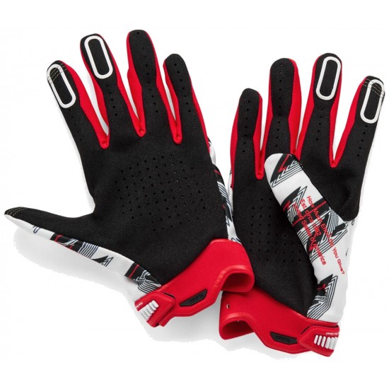 Luvas 100% Ridefit White / Red