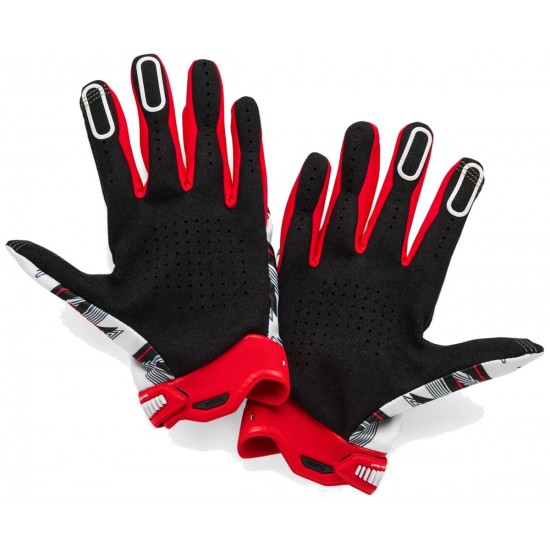 Luvas 100% Ridefit White / Red