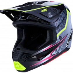Capacete Alpinestars SM7 Blaster Black / Gray / White / Yellow Fluo Glossy