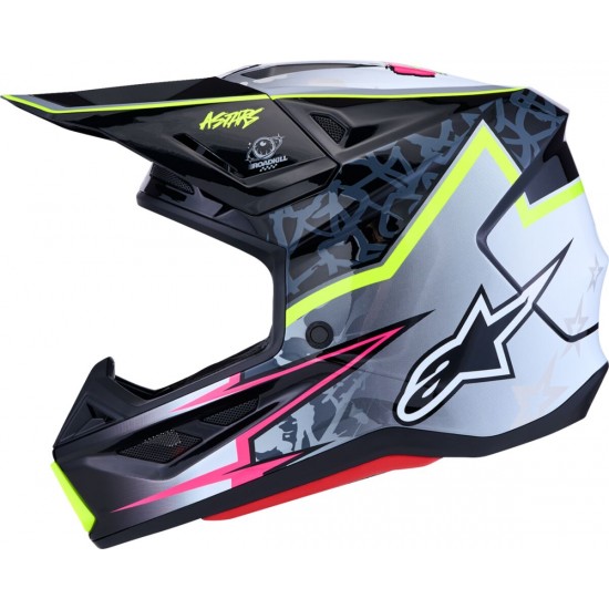 Capacete Alpinestars SM7 Blaster Black / Gray / White / Yellow Fluo Glossy