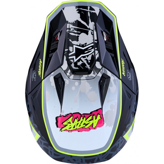 Capacete Alpinestars SM7 Blaster Black / Gray / White / Yellow Fluo Glossy