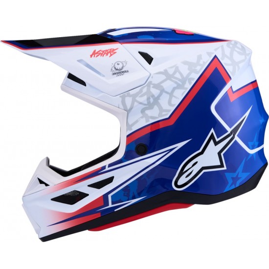 Capacete Alpinestars SM7 Blaster White / Blue / Red Glossy