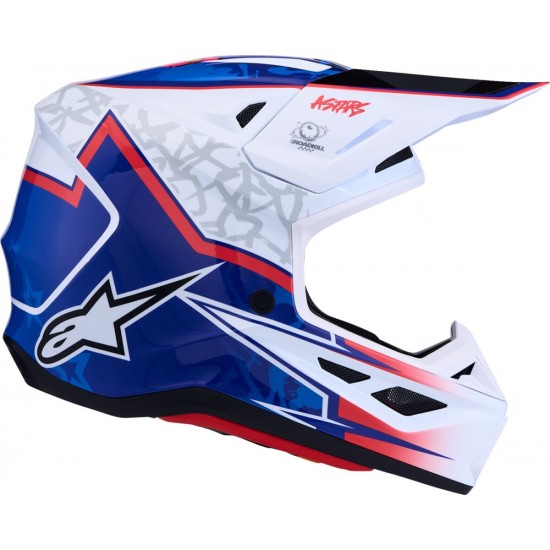 Capacete Alpinestars SM7 Blaster White / Blue / Red Glossy