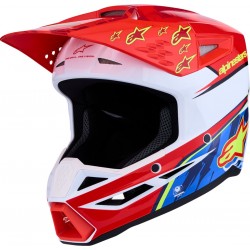 Capacete Alpinestars SM3 Falcon Red Fluo / White / Blue / Yellow Fluo Glossy