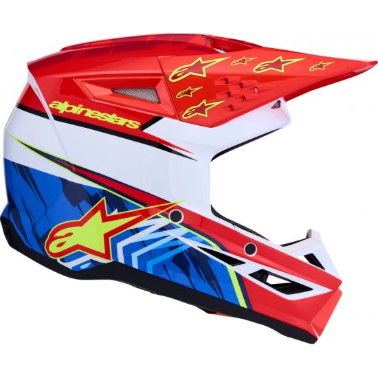 Capacete Alpinestars SM3 Falcon Red Fluo / White / Blue / Yellow Fluo Glossy