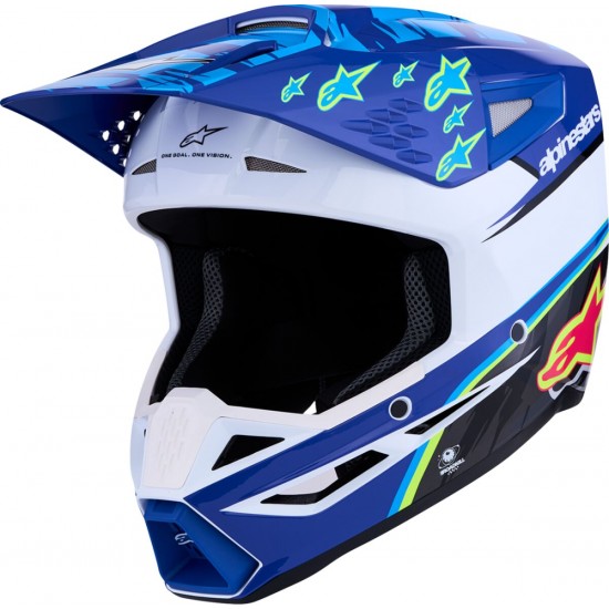 Capacete Alpinestars SM3 Falcon Blue / White / Black / Pink Fluo / Yellow Fluo Glossy