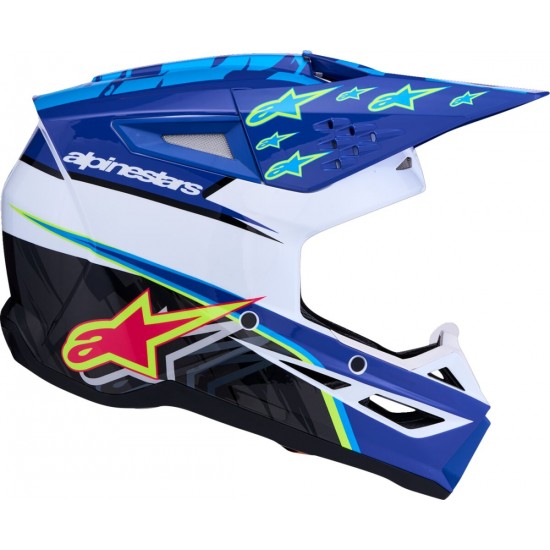 Capacete Alpinestars SM3 Falcon Blue / White / Black / Pink Fluo / Yellow Fluo Glossy