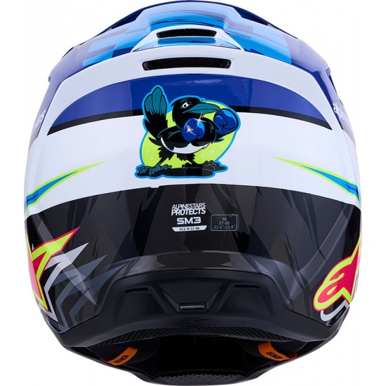 Capacete Alpinestars SM3 Falcon Blue / White / Black / Pink Fluo / Yellow Fluo Glossy
