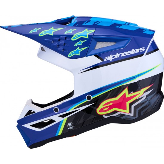 Capacete Alpinestars SM3 Falcon Blue / White / Black / Pink Fluo / Yellow Fluo Glossy