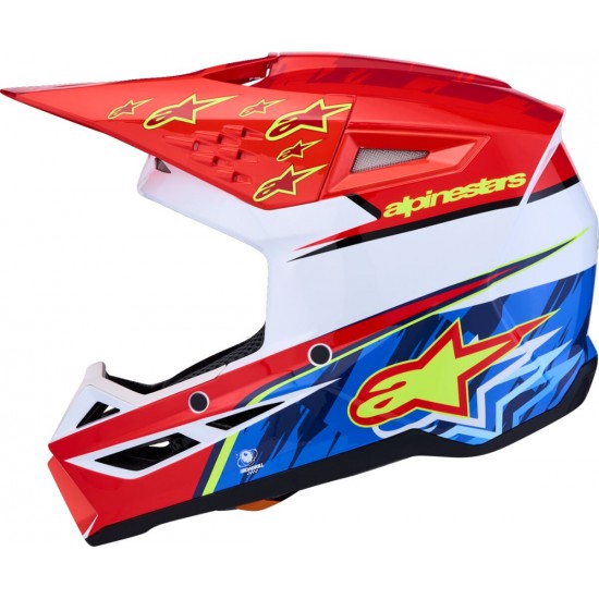 Capacete Criança Alpinestars SM3 Falcon Red Fluo / White / Blue / Yellow Fluo Glossy