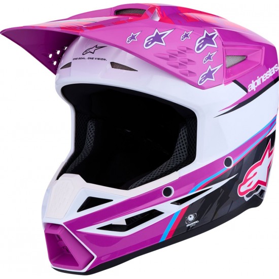Capacete Criança Alpinestars SM3 Falcon Purple / White / Black / Pink Fluo Glossy