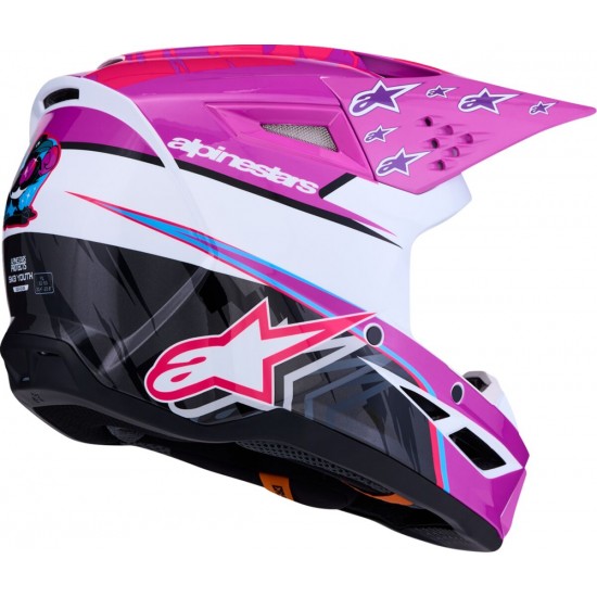 Capacete Criança Alpinestars SM3 Falcon Purple / White / Black / Pink Fluo Glossy