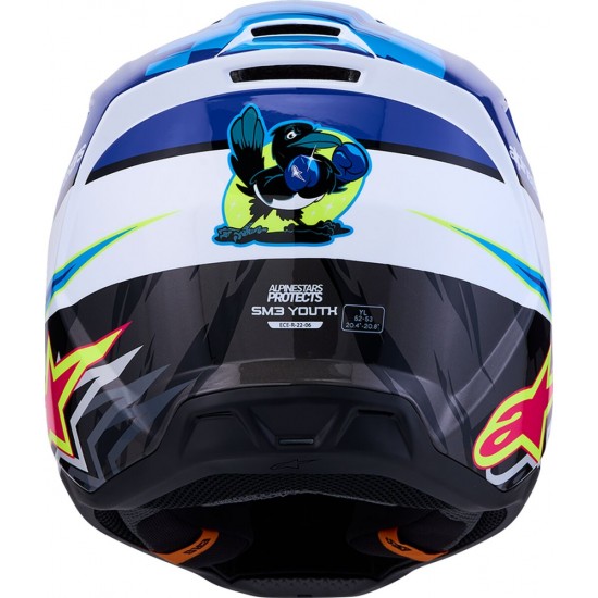 Capacete Criança Alpinestars SM3 Falcon Blue / White / Black / Pink Fluo / Yellow Fluo Glossy