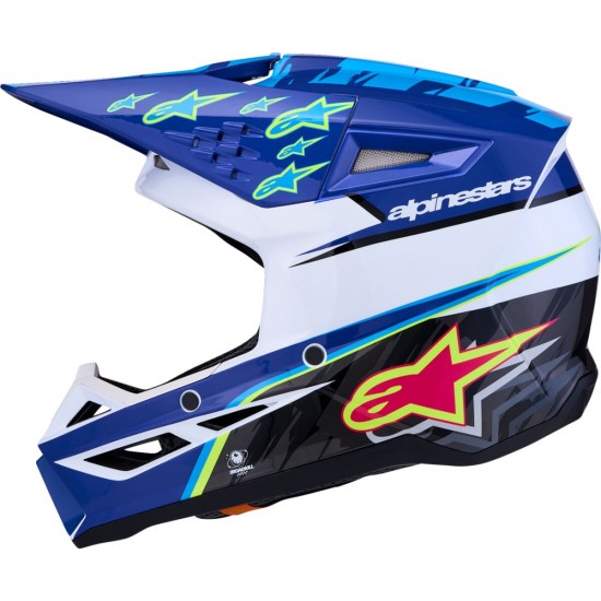 Capacete Criança Alpinestars SM3 Falcon Blue / White / Black / Pink Fluo / Yellow Fluo Glossy