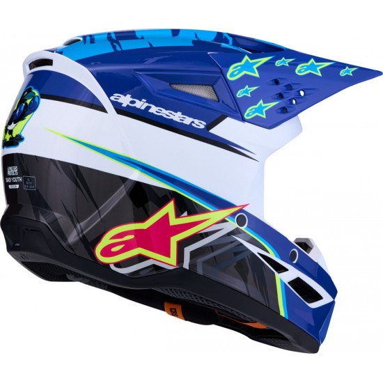 Capacete Criança Alpinestars SM3 Falcon Blue / White / Black / Pink Fluo / Yellow Fluo Glossy