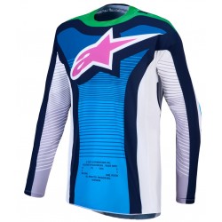 Camisola Alpinestars Techstar Maven White / Blithe Blue / Green Fluo