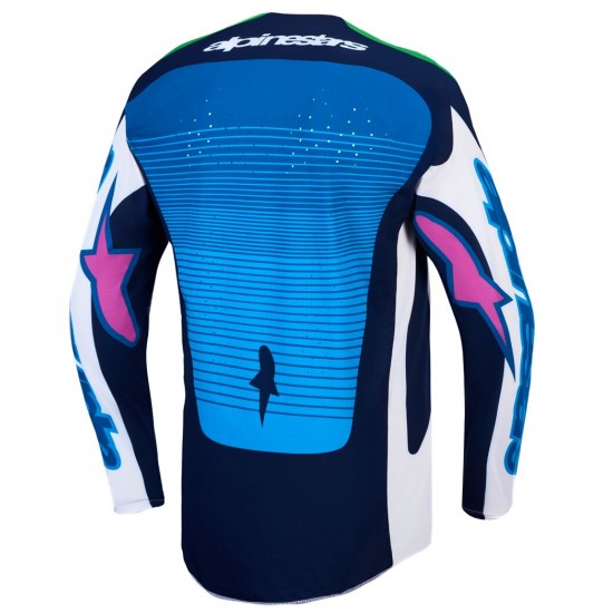 Camisola Alpinestars Techstar Maven White / Blithe Blue / Green Fluo