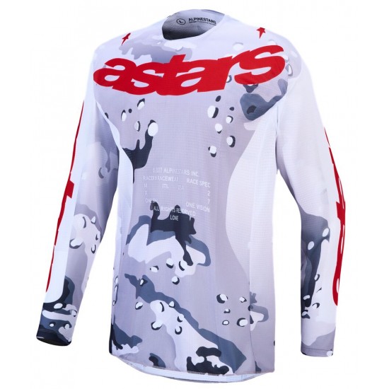 Camisola Alpinestars Racer Air Lone Gray Camo / White / Fire Red
