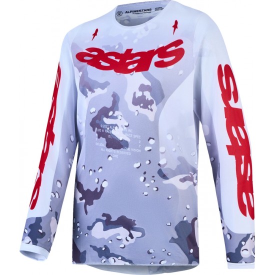 Camisola Criança Alpinestars Fluid Lone Gray Camo / White / Fire Red