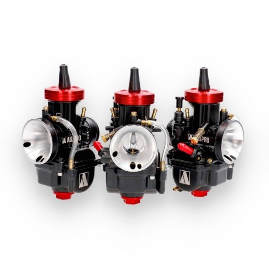 Carburador tipo PWK corpo preto tampa CNC vermelha Allpro