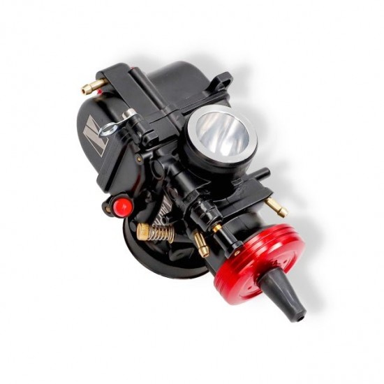Carburador tipo PWK corpo preto tampa CNC vermelha Allpro