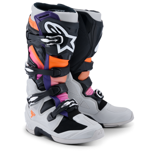 Botas Alpinestars Tech 7 Black / Orange / Pink / Purple / Gray Botas Alpinestars Tech 7 Black / Orange / Pink / Purple / Gray