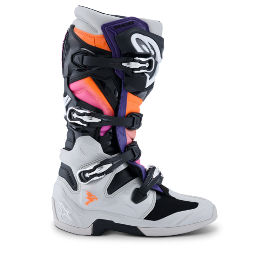 Botas Alpinestars Tech 7 Black / Orange / Pink / Purple / Gray Botas Alpinestars Tech 7 Black / Orange / Pink / Purple / Gray