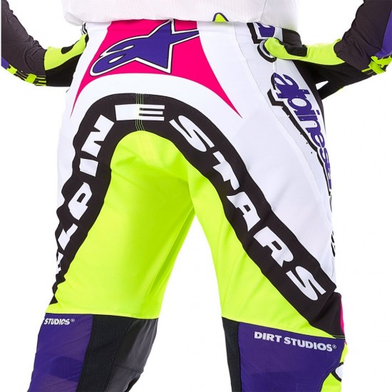 Calças Alpinestars Limited Edition Supertech SX Dirt Studios® White / Purple / Yellow Fluor