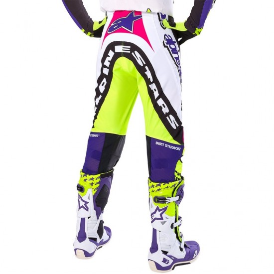 Calças Alpinestars Limited Edition Supertech SX Dirt Studios® White / Purple / Yellow Fluor