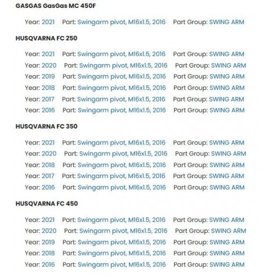 Veio da Escora Auto Lubrificante KTM / Gas Gas / Husqvarna Veio da Escora Auto Lubrificante KTM / Gas Gas / Husqvarna
