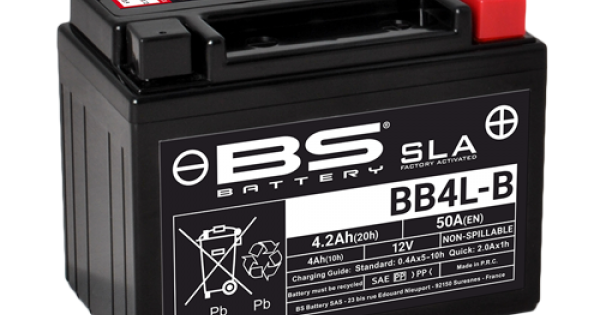 Batería De Moto AGM BB4L-B - 12V 4Ah, Mantenimiento Libre, Para Yamaha, MV Agusta, Peugeot