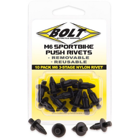 Rebites para Plásticos M6 3-STAGE (10 / un) BOLT MOTORCYCLE HARDWARE