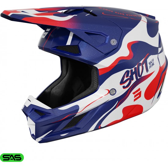 Capacete SPEED BEAST Azul / Vermelho Pérola SHOT