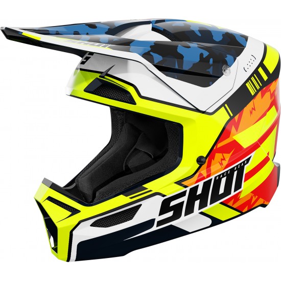 Capacete FURIOUS FLASH Azul / Amarelo Neon Brilho SHOT