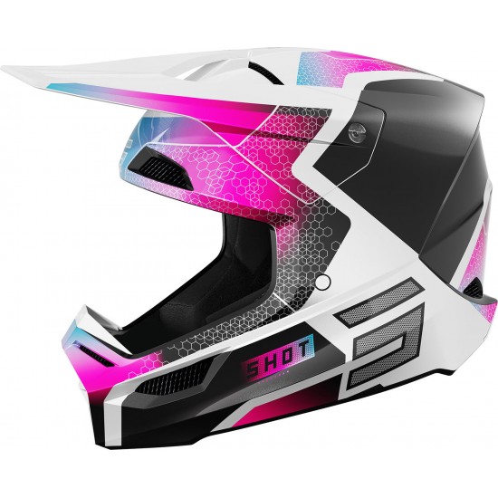 Capacete Criança FURIOUS PHASER Preto / Azul / Rosa Pérola SHOT