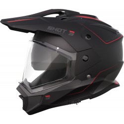 Capacete c / Viseira TREK RALLY Preto / Vermelho Mate SHOT