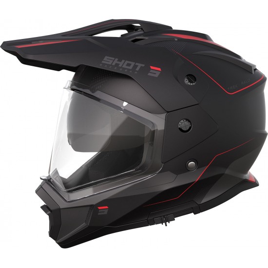Capacete c / Viseira TREK RALLY Preto / Vermelho Mate SHOT