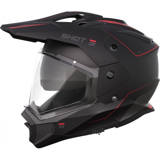 Capacete c/ Viseira TREK RALLY Preto/Vermelho Mate Shot