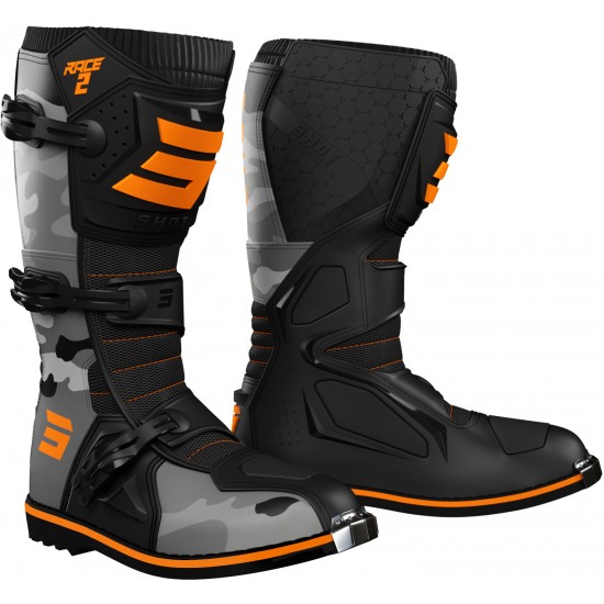 Botas Criança RACE 2 Camo/Laranja Neon Shot