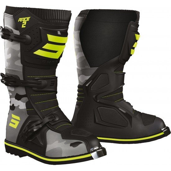 Botas Criança RACE 2 Camo/Amarelas Neon Shot