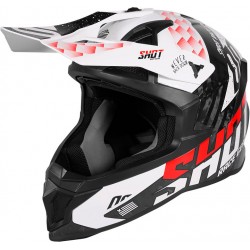 Capacete LITE CARBON RUSH Carbono / Preto / Vermelho brilho SHOT