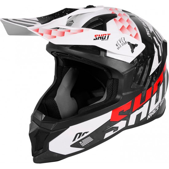 Capacete LITE CARBON RUSH Carbono / Preto / Vermelho brilho SHOT