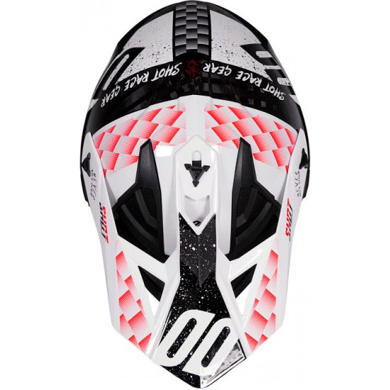 Capacete LITE CARBON RUSH Carbono / Preto / Vermelho brilho SHOT