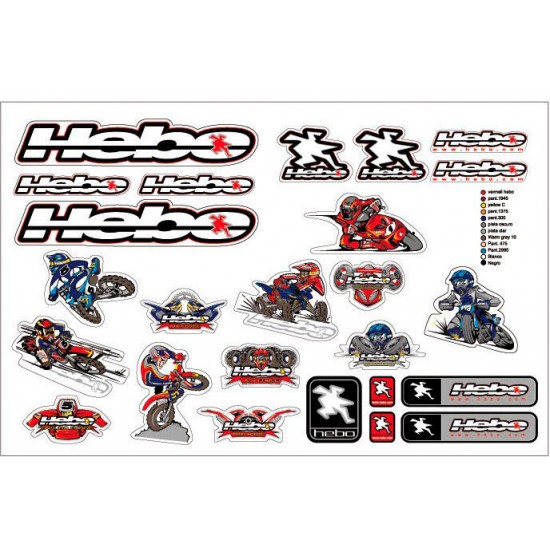 Folha Kit Autocolantes Hebo Racing 500x340mm