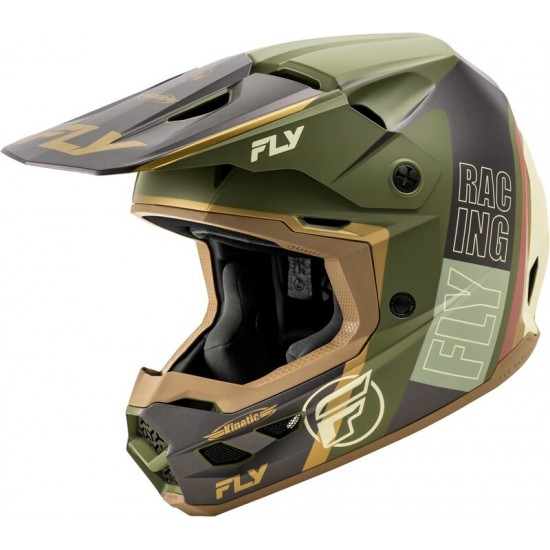 Capacete Fly Racing Kinetic Rally Matte Moss Grey / Green / White