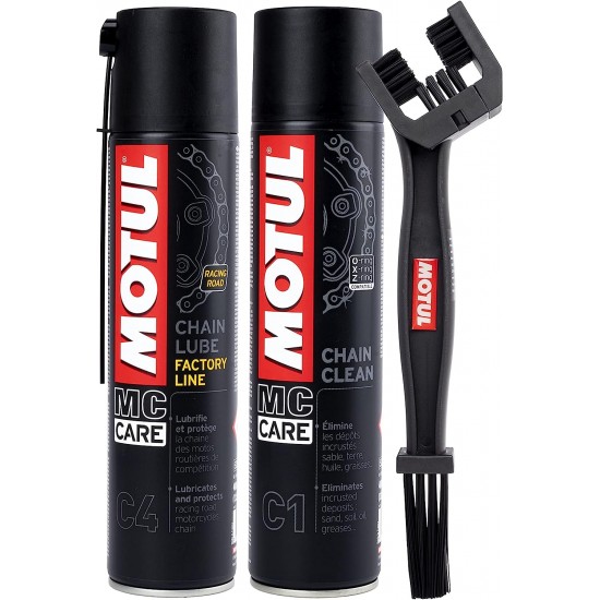 Kit Manutenção-Lubrificante e Limpeza Corrente Motul Road C4+C1