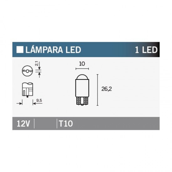 Lâmpada LED 1LED T10