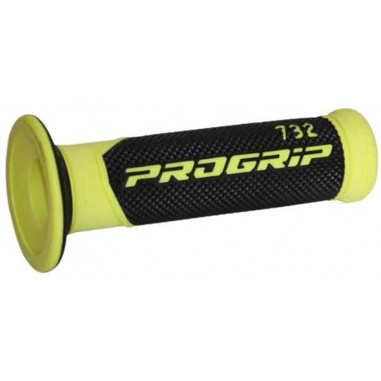 Punhos Pro Grip 732 Mx Double Density Preto / Amarelo Fluo