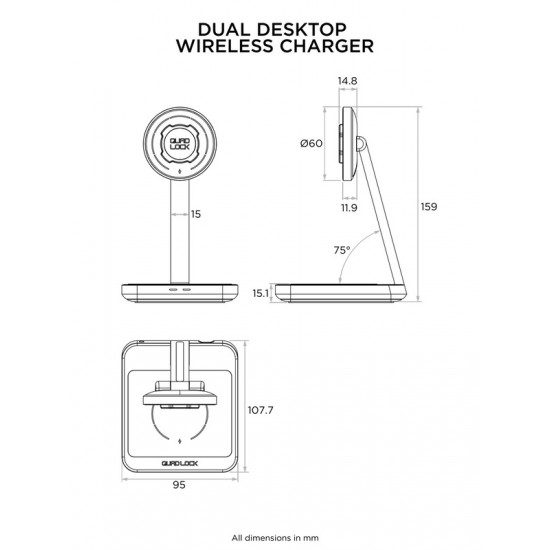 Carregador duplo sem fios QUAD LOCK MAG