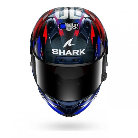 Capacete Shark Aeron GP FIM Racing #1 Replica Zarco Victory 2025 Carbon / Blue / Chrome